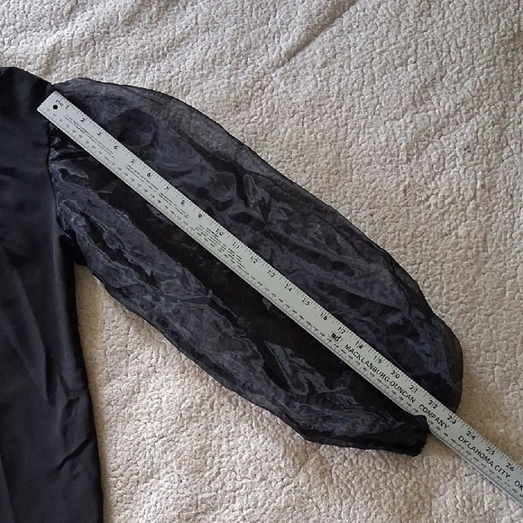 ASOS Elegant Black Blouse with Sheer Sleeves - Picture 3 of 6